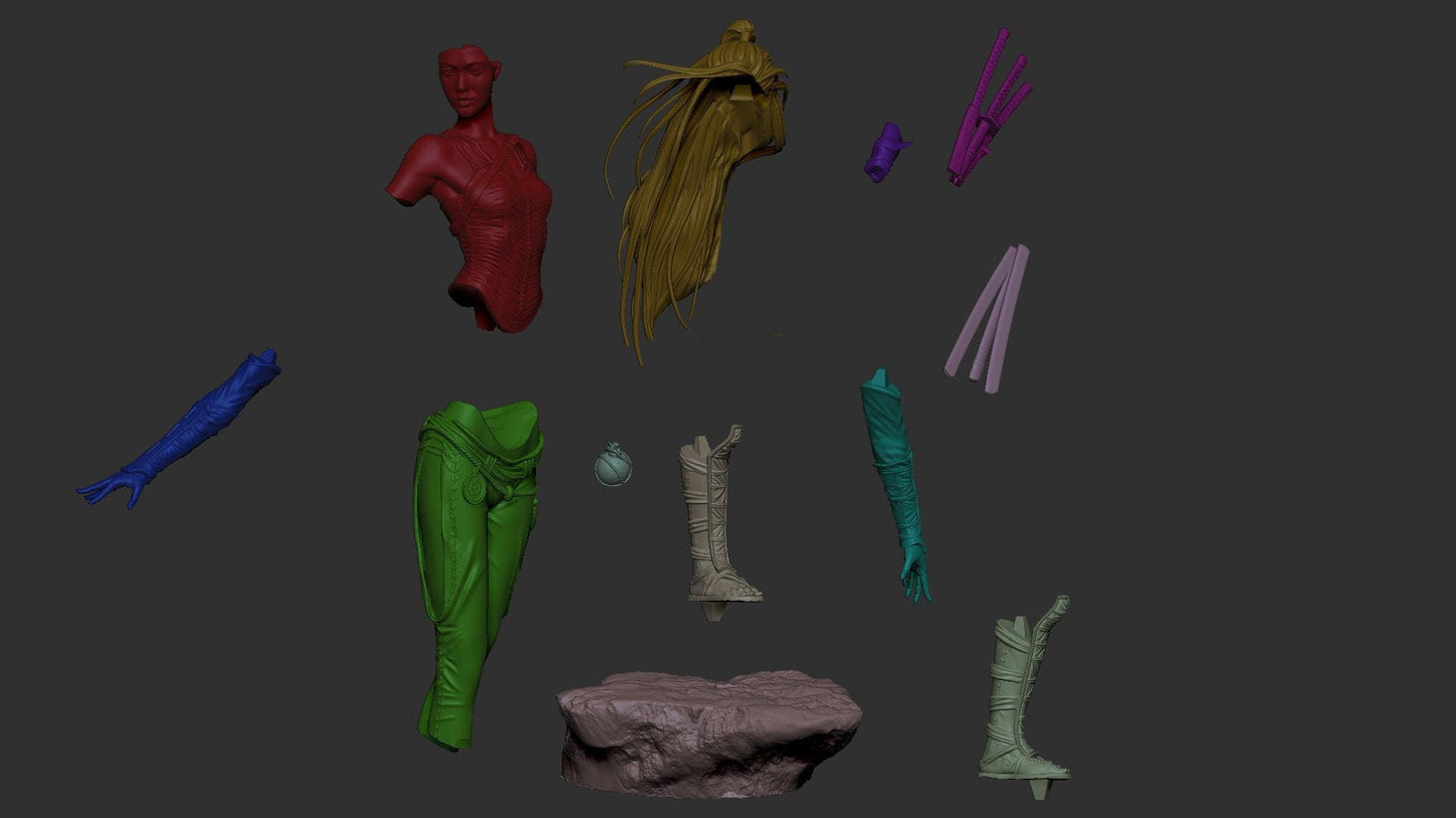 Asian Warrior: Powerful 3D Printed Statue - NSFW Historical Fantasy Collectible