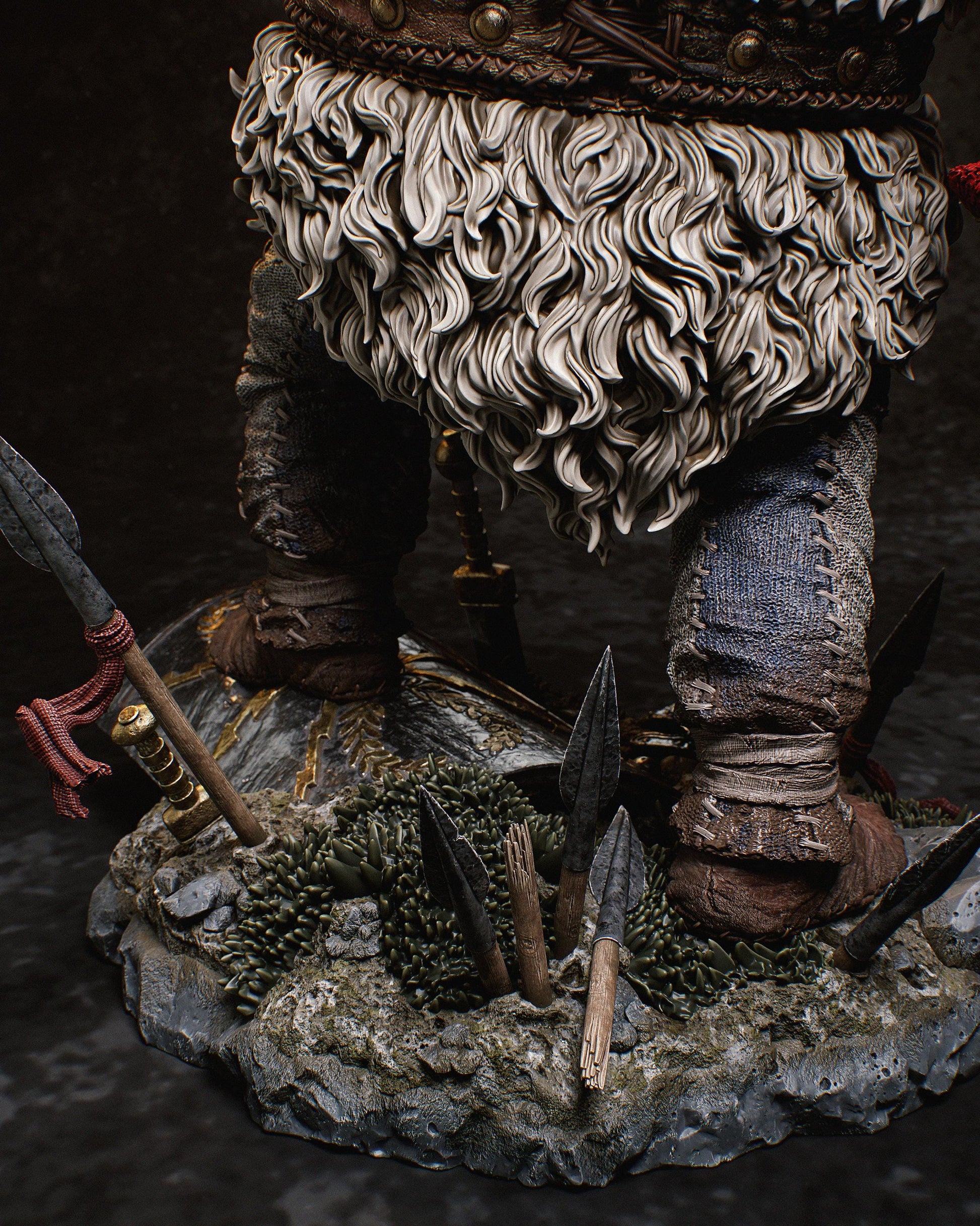 a close up of a statue of a man with a beard