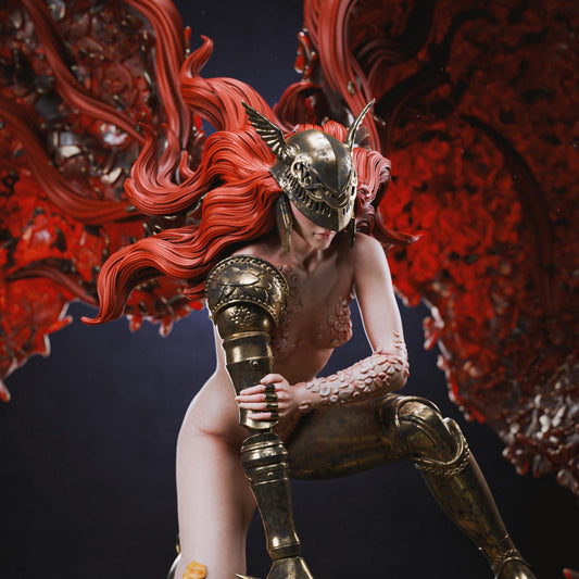 a statue of a woman with red hair