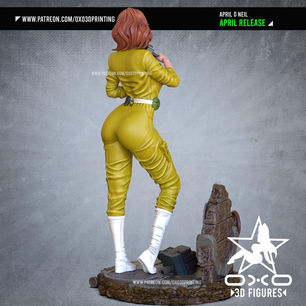 April O'Neal NSFW 3D Printed Statue – Mature Classic Reporter Resin Collectible, Made to Order for Adult Collectors