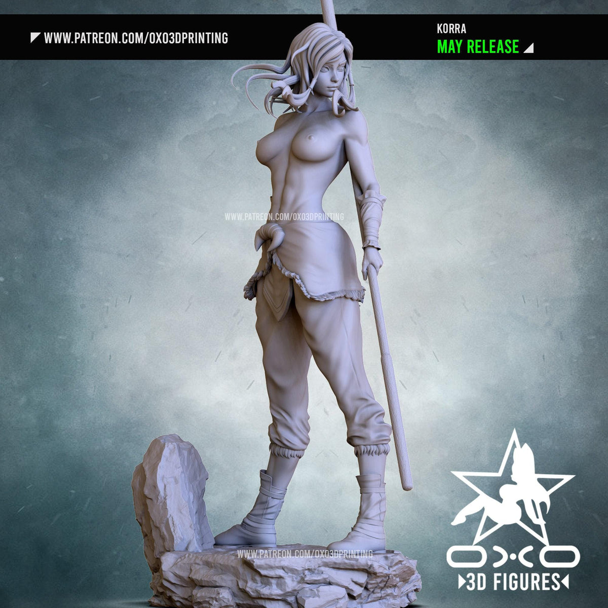 Korra NSFW 3D Printed Statue – Mature Avatar Bender Warrior Resin Collectible, Made to Order for Adult Collectors & Fans