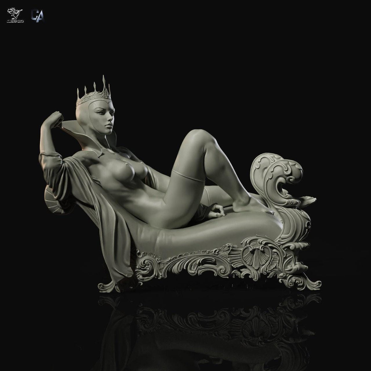 Evil Queen NSFW 3D Printed Statue – Mature Dark Fairy Tale Resin Collectible, Made to Order for Adult Collectors & Fans