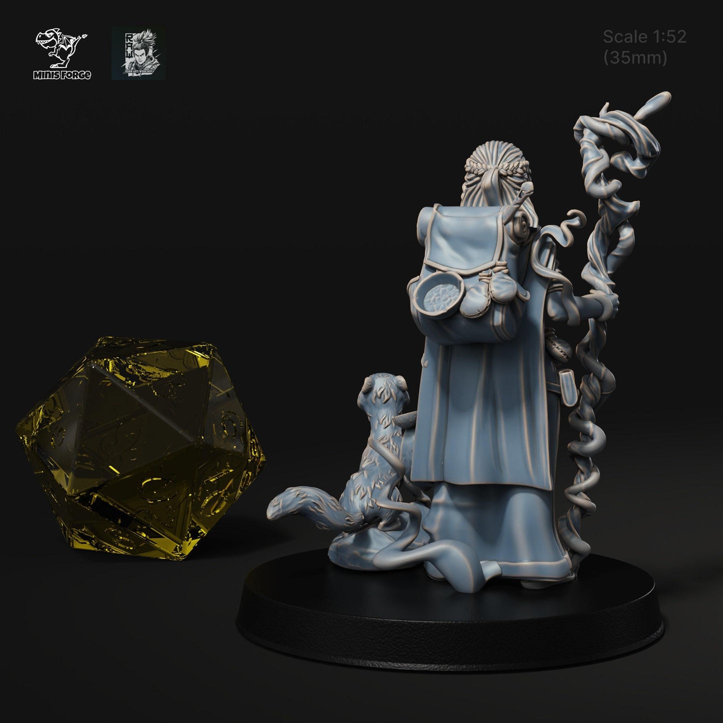 Maara Halfling Druid: Embrace the Magic of Nature with a 3D-Printed Miniature for DnD, Pathfinder, Warsurge, and Tabletop Adventures