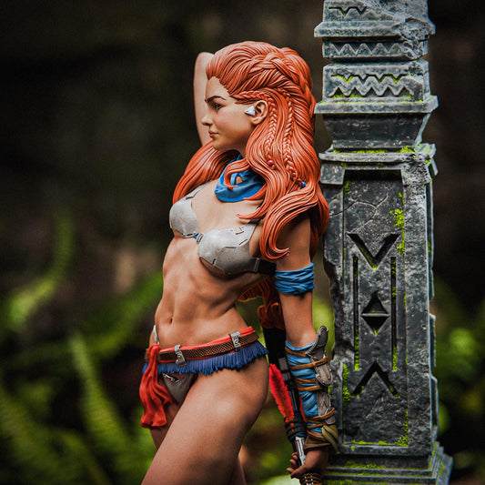 Aloy Collectible Statue Hand-Painted 3D Resin Figure - Ready-to-Display Nora Warrior, Horizon Zero Dawn Memorabilia in scale 1:10