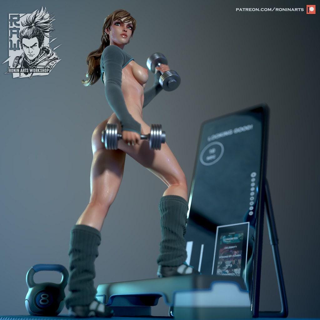 Sporty Irene NSFW 3D Printed Statue – Mature Athletic Pin-Up Star Resin Collectible, Made to Order for Adult Collectors