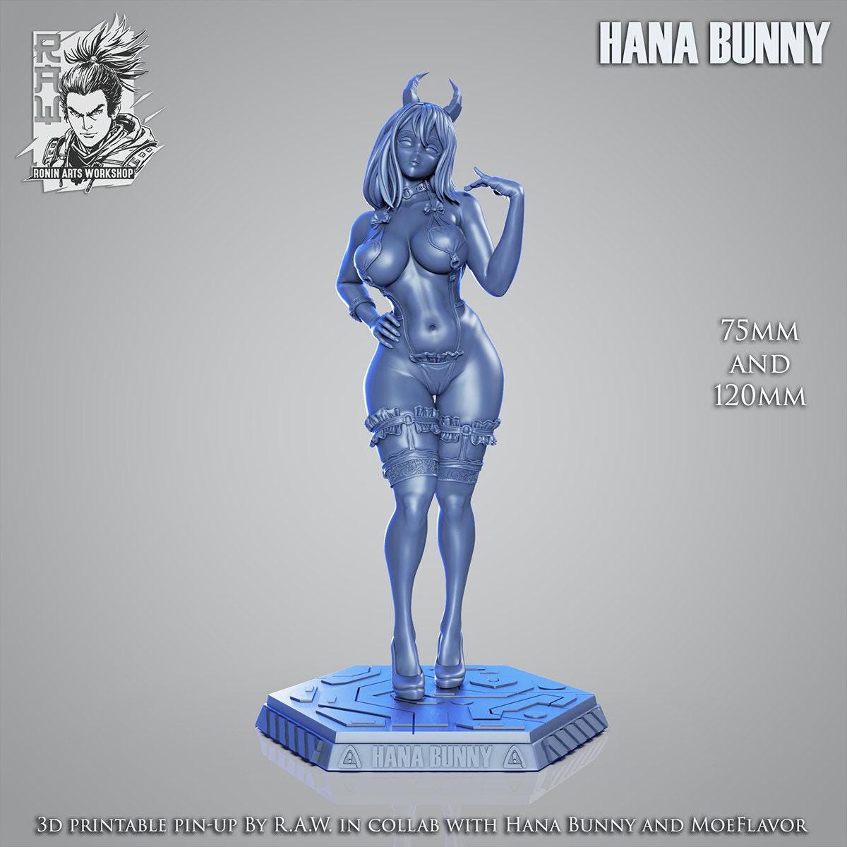 Pin-up Hana Bunny NSFW 3D Printed Statue – Mature Pin-Up Resin Collectible, Made to Order for Adult Collectors & Fans