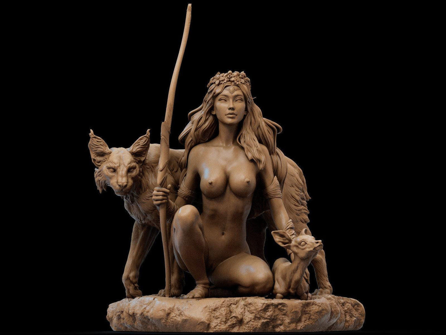 Artemis Goddess of Hunt 3D Printed Statue - Greek Mythology Collectible Figure with NSFW Option