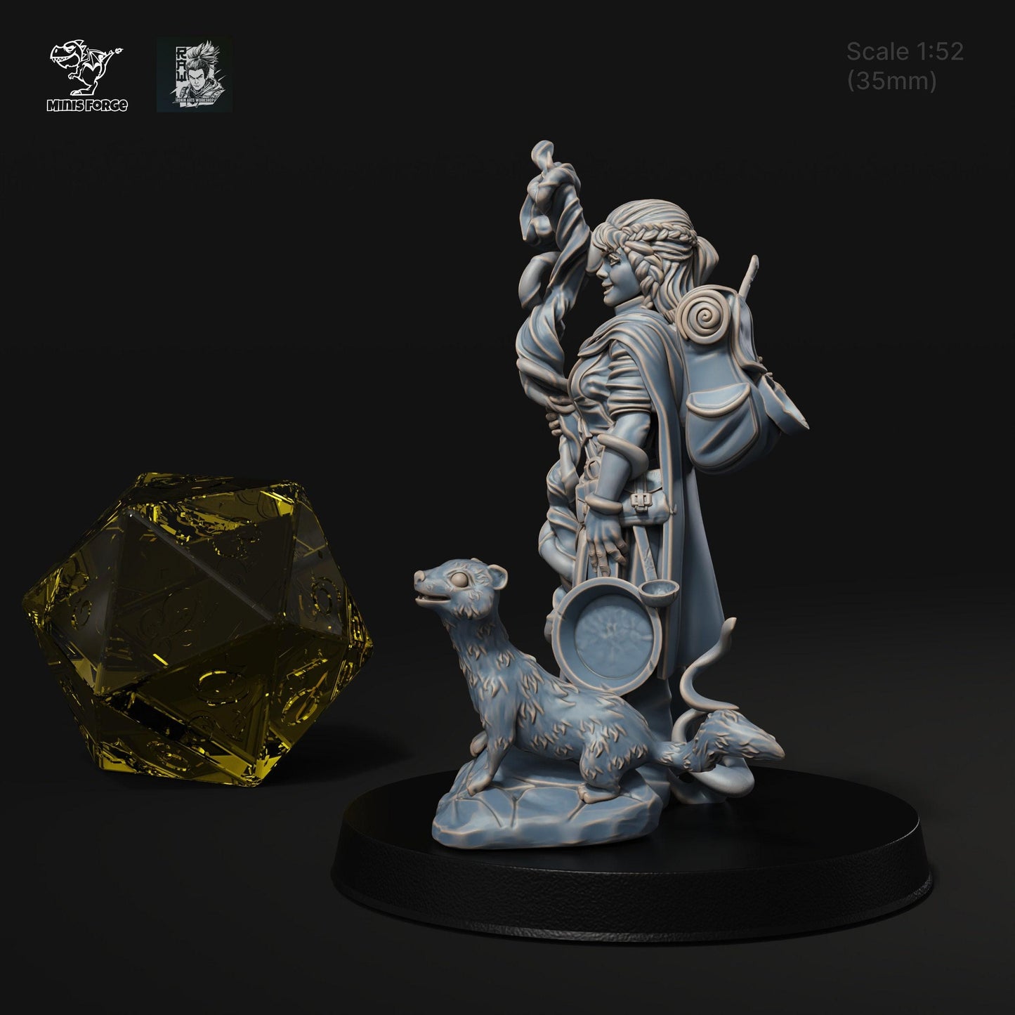 Maara Halfling Druid: Embrace the Magic of Nature with a 3D-Printed Miniature for DnD, Pathfinder, Warsurge, and Tabletop Adventures