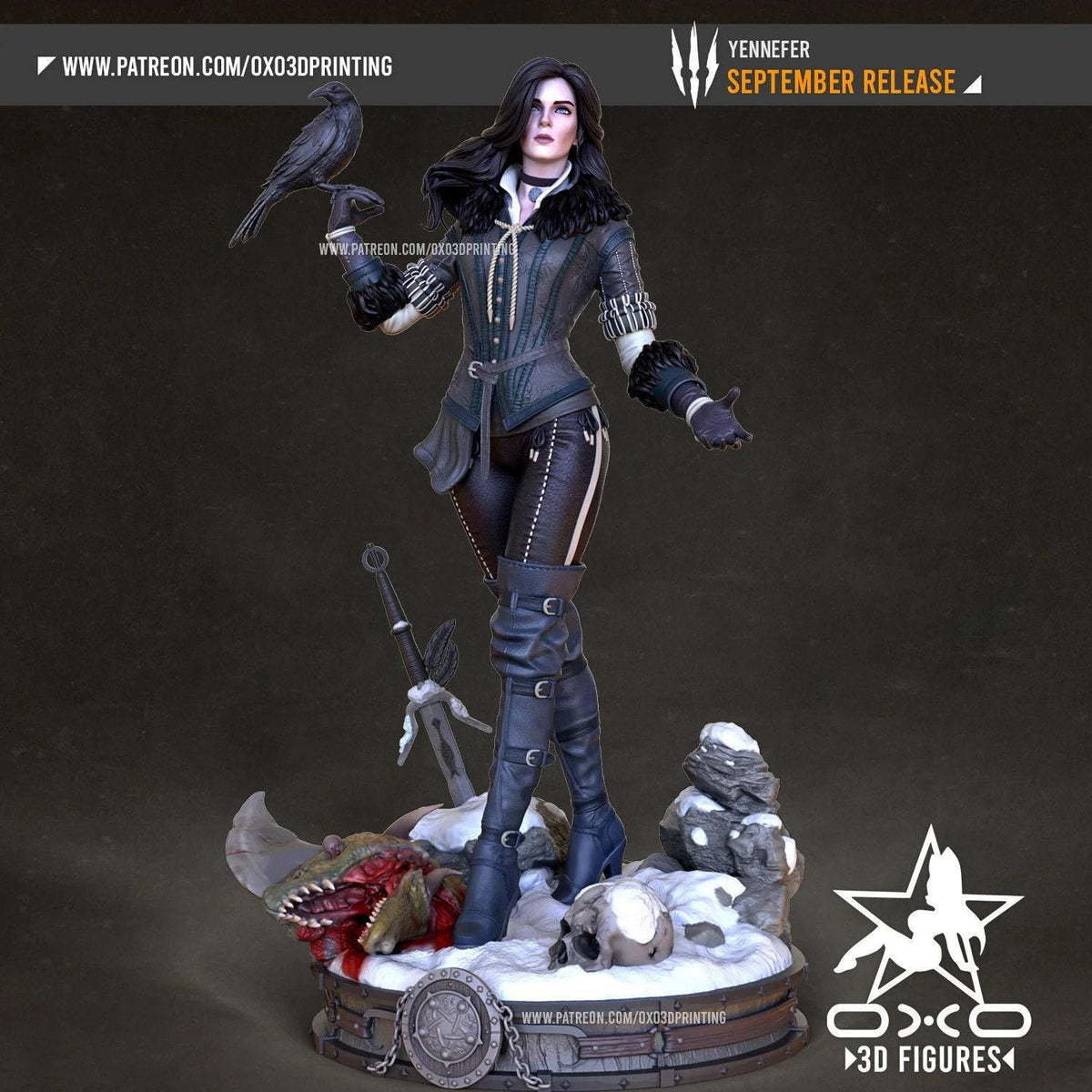 Yennefer Witcher NSFW 3D Printed Statue – Mature Raven Sorceress Resin Collectible, Made to Order for Adult Collectors