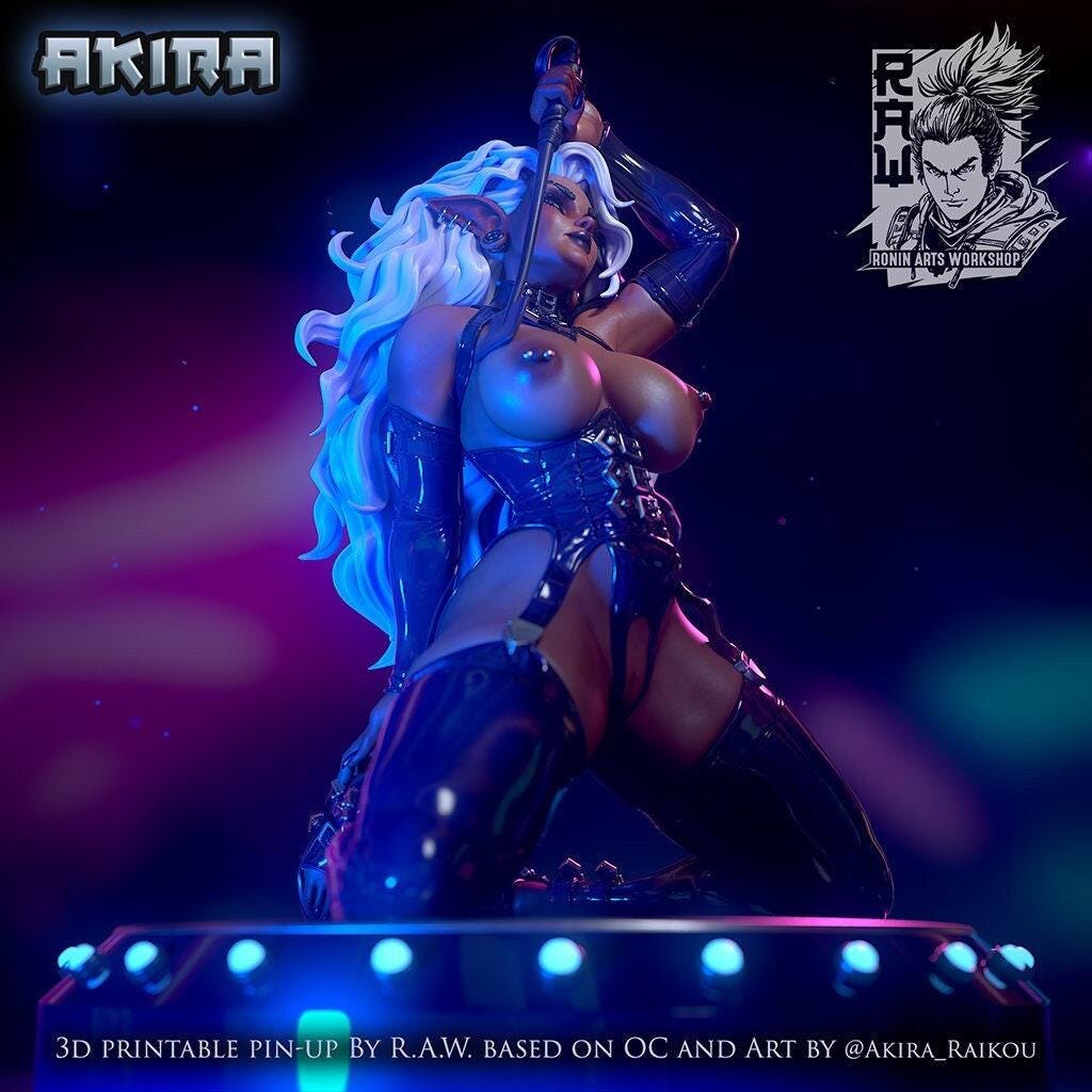 Akira Elf Domina NSFW 3D Printed Statue – Mature Dark Elf Resin Collectible, Made to Order for Adult Collectors & Fans