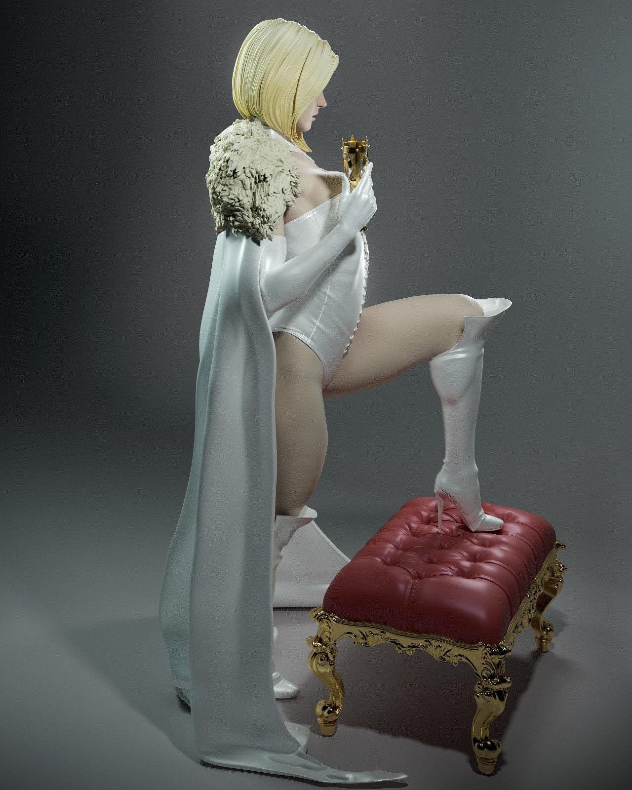 Emma Frost: Elegant 3D Printed Miniature Statue - NSFW X-Men Collectible