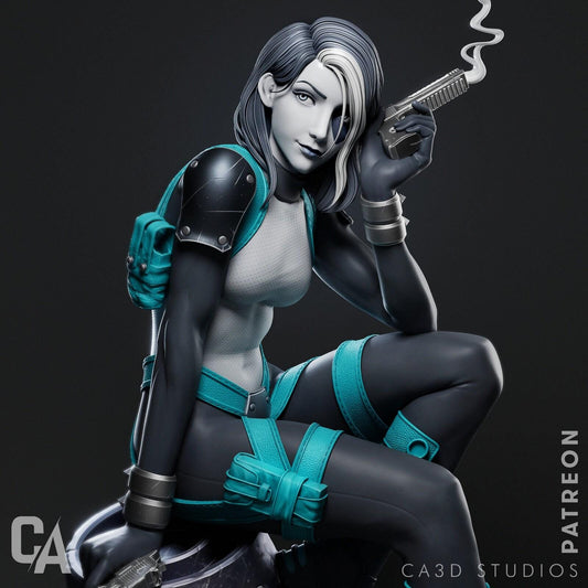 Domino Hero 3D Printed Statue: Dynamic Comic Book Collectible