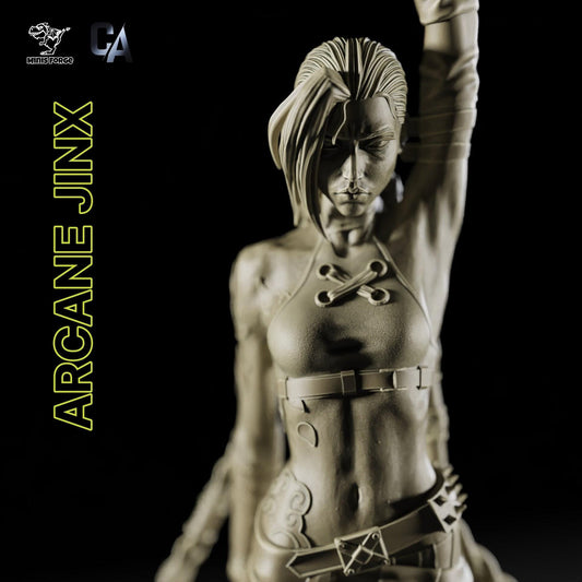 Jinx with Flare Arcane Collectible Resin Statue – Painted or Unpainted 3D Printed Model Kits for League of Legends Fans