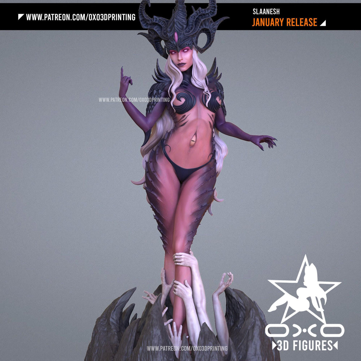Slaanesh Waifu NSFW 3D Printed Statue – Mature Warhammer-Inspired Resin Collectible, Made to Order for Adult Collectors