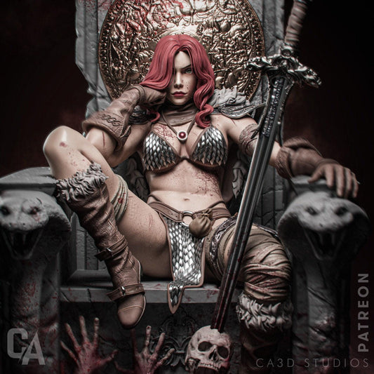 Red Sonja Fanart: Highly Detailed 3D Printed Collectible Statue for Fantasy & Comic Enthusiasts