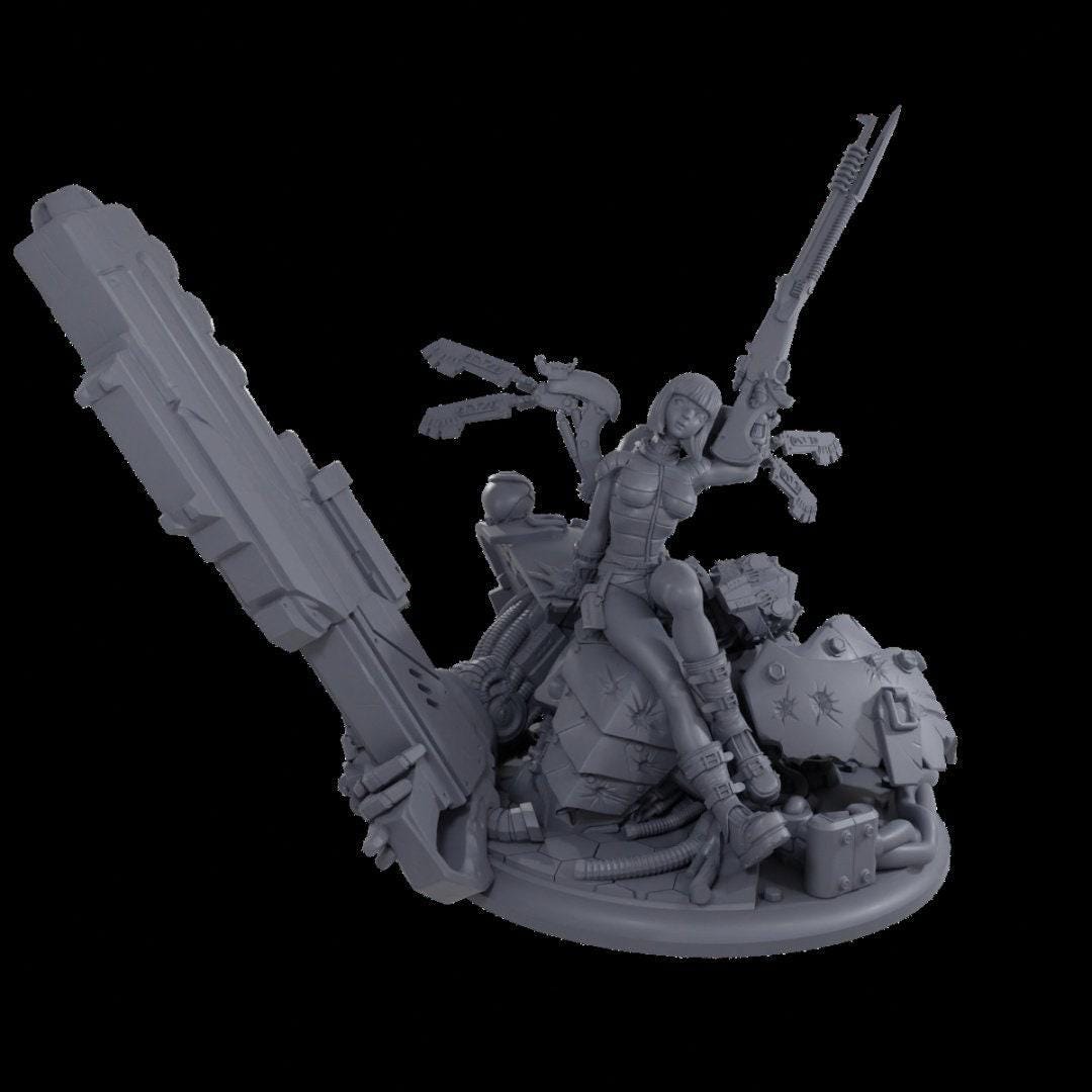 Sci-Fi Gunslinger Girl 3D Printed Collectible Statue: High-Detail Futuristic Figure for Collectors & Fans