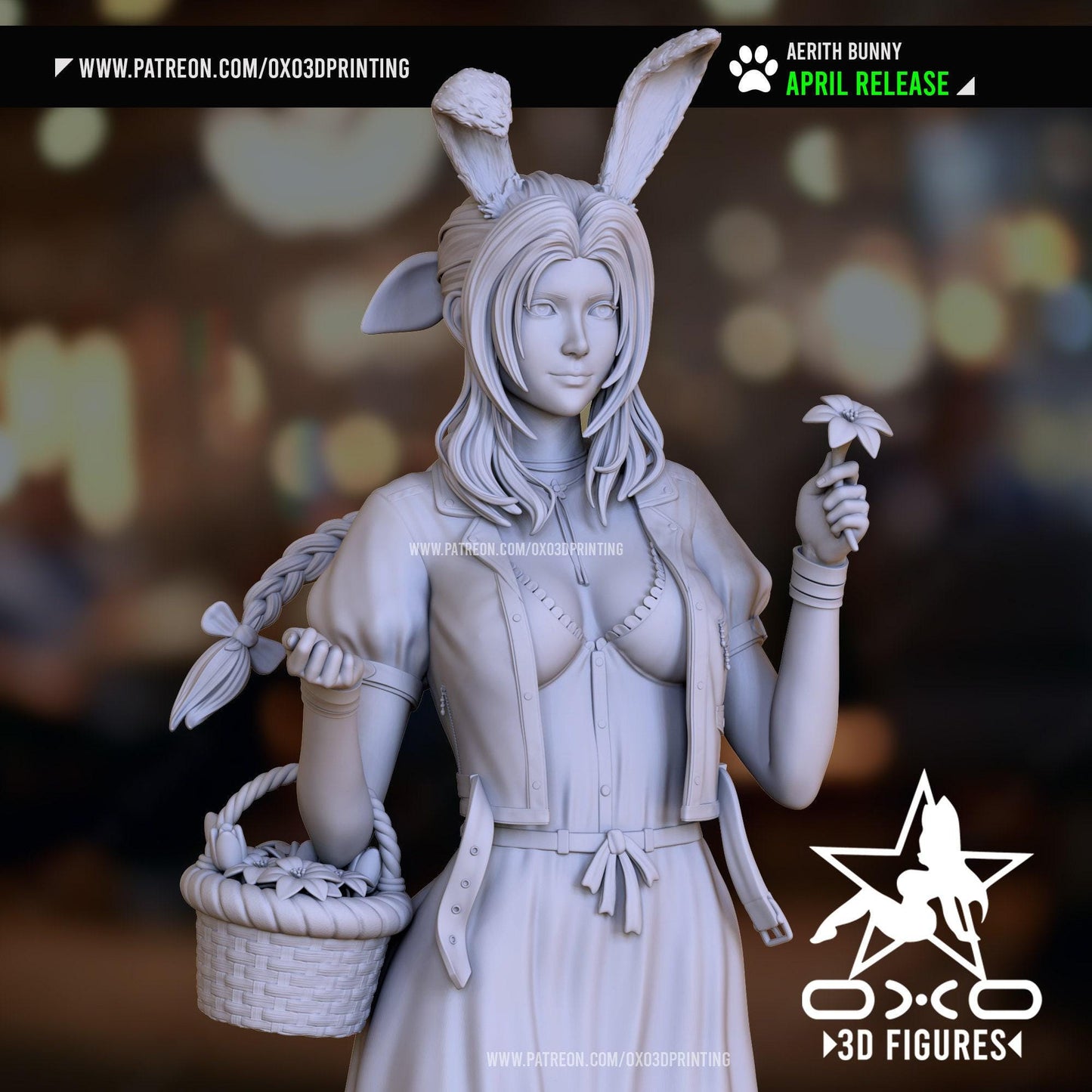 Aerith Bunny 3D Printed Resin Statue: NSFW Final Fantasy VII Figure, Exquisite Detail, Collectible Model for Adult Fans