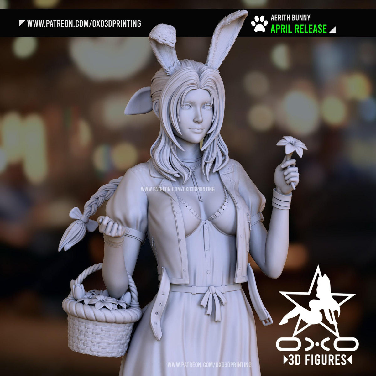 Aerith Bunny NSFW 3D Printed Statue – Mature Final Fantasy Pin-Up Resin Collectible, Made to Order for Adult Collectors