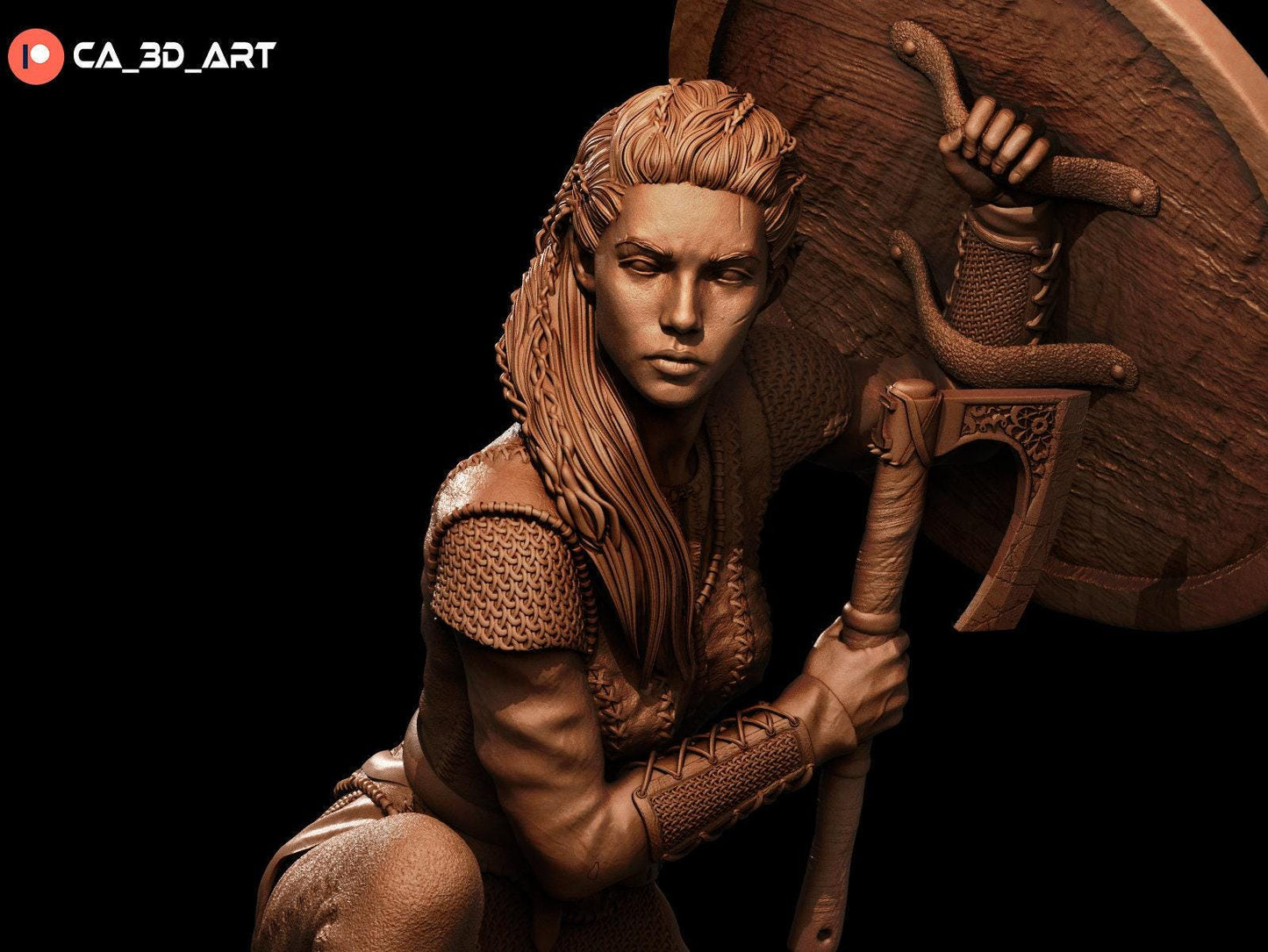 Lagertha Painted 3D Print Statue - Viking Shieldmaiden Collectible Figure with NSFW Option