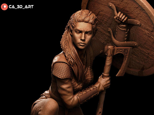Lagertha Viking NSFW 3D Printed Statue – Mature Norse Shieldmaiden Resin Collectible, Made to Order for Adult Collectors