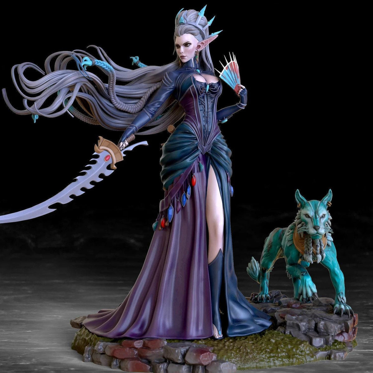 Yvraine NSFW 3D Printed Statue – Mature Eldar Warrior Queen Resin Collectible, Made to Order for Adult Collectors & Fans