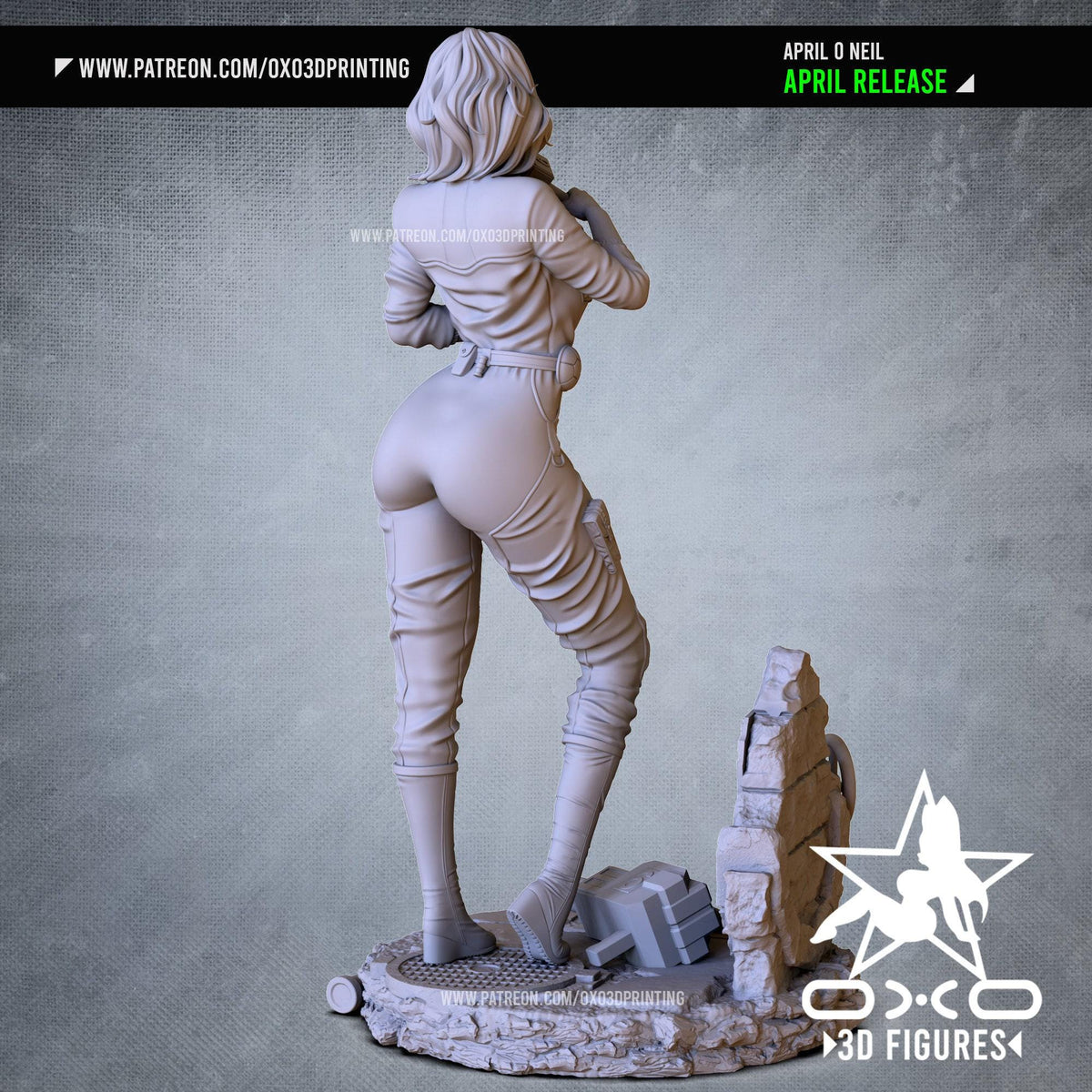 April O'Neal NSFW 3D Printed Statue – Mature Classic Reporter Resin Collectible, Made to Order for Adult Collectors