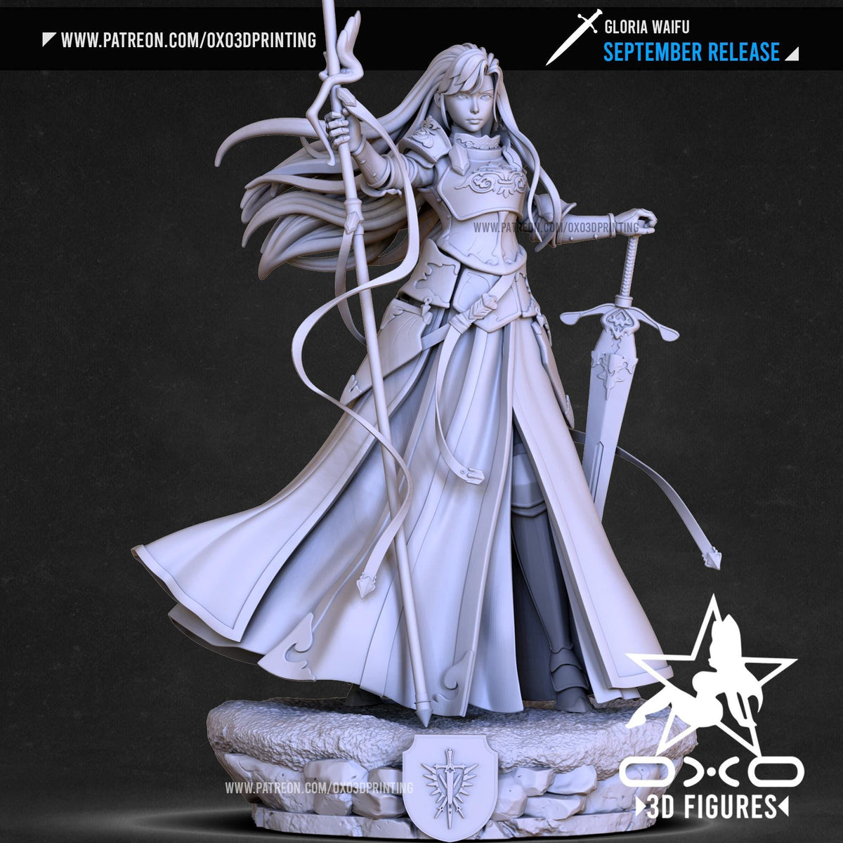 Gloria Warrior NSFW 3D Printed Statue – Mature Anime Maiden Resin Collectible, Made to Order for Adult Collectors & Fans