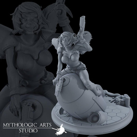 Retro-Future Pin-Up Rocket Rider 3D Printed Collectible Statue – Sci-Fi Art for Adult Collectors