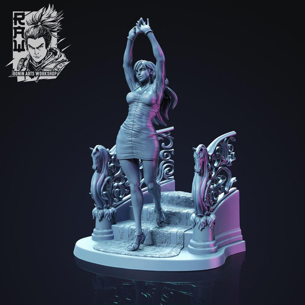 Pin Up Irene NSFW 3D Printed Statue – Mature Stretching Pin-Up Resin Collectible, Made to Order for Adult Collectors