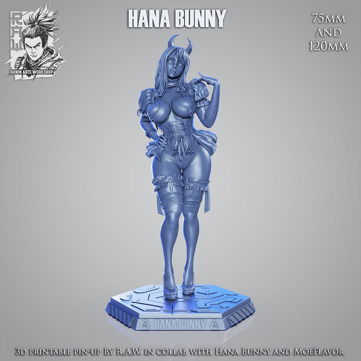 Pin-up Hana Bunny NSFW 3D Printed Statue – Mature Pin-Up Resin Collectible, Made to Order for Adult Collectors & Fans
