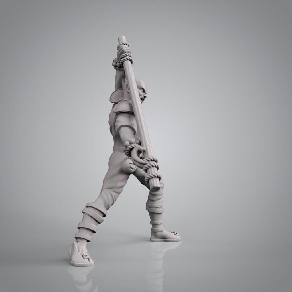 Warrior Monk 3D Print Collectible Resin Miniature dnd Pathfinder ttrpg wargames d20 rpg 28mm 32mm 35mm 40mm 54mm 75mm