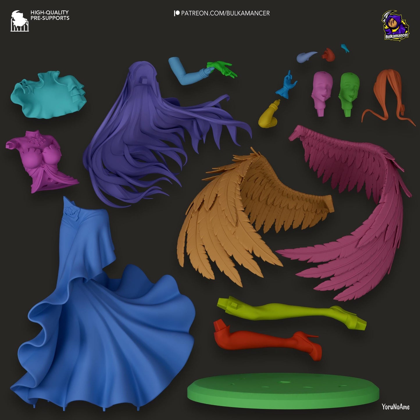 a bunch of different types of wings on a black background