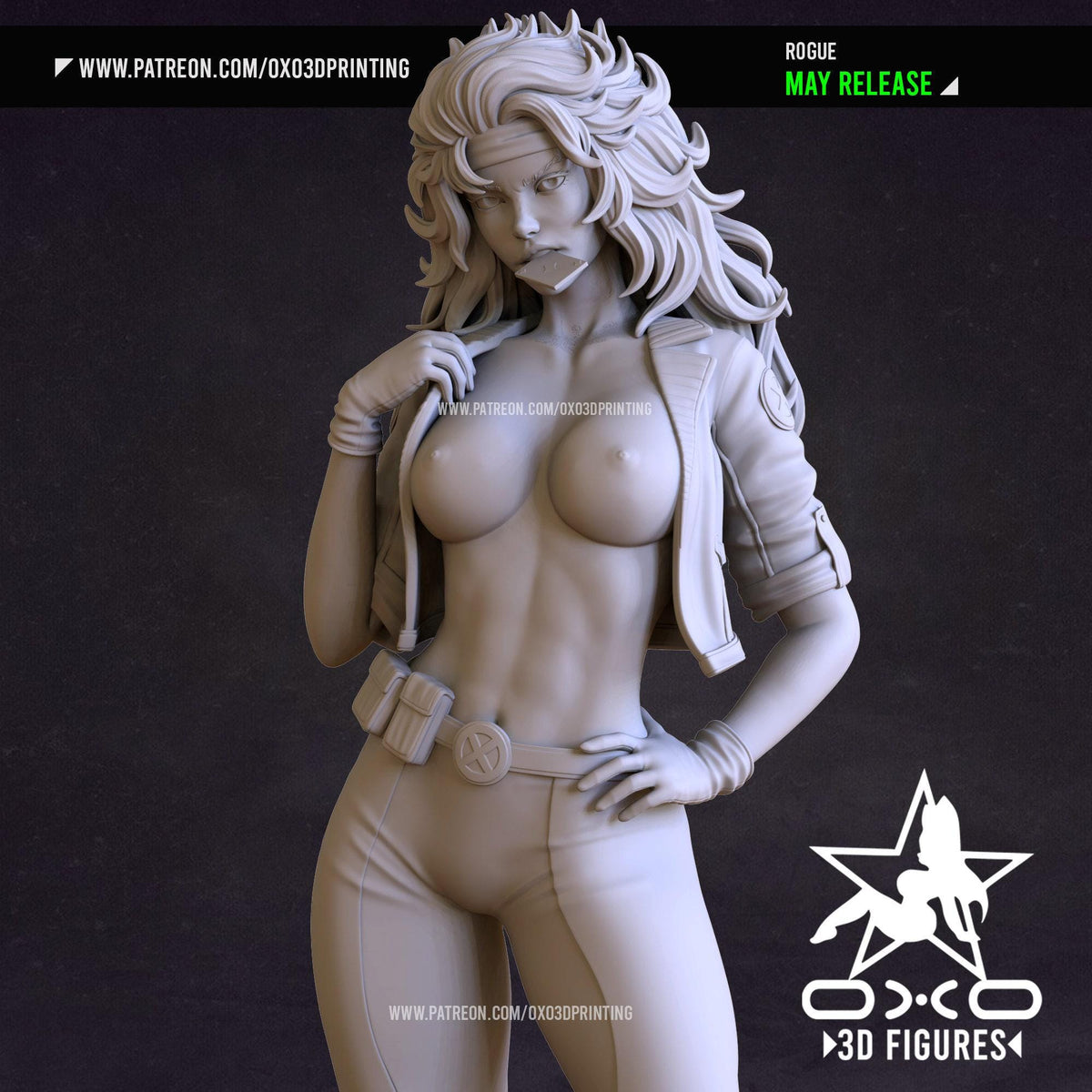 Rogue NSFW 3D Printed Statue – Mature X-Men Mutant Heroine Resin Collectible, Made to Order for Adult Collectors & Fans