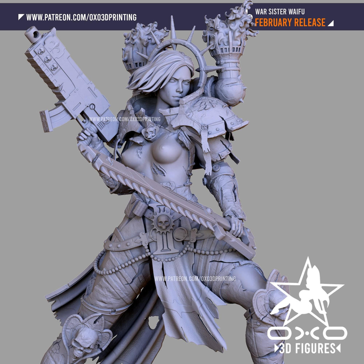 Warrior Sister NSFW 3D Printed Statue – Mature Sci-Fi Warrior Resin Collectible, Made to Order for Adult Collectors