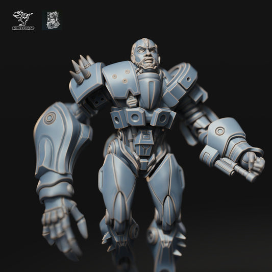 Solomon Cyber Bruiser, 35mm 3D Printed miniature, cyberpunk model, cyberpunk 3d model, cyberpunk miniature, wargame miniature, sci-fi