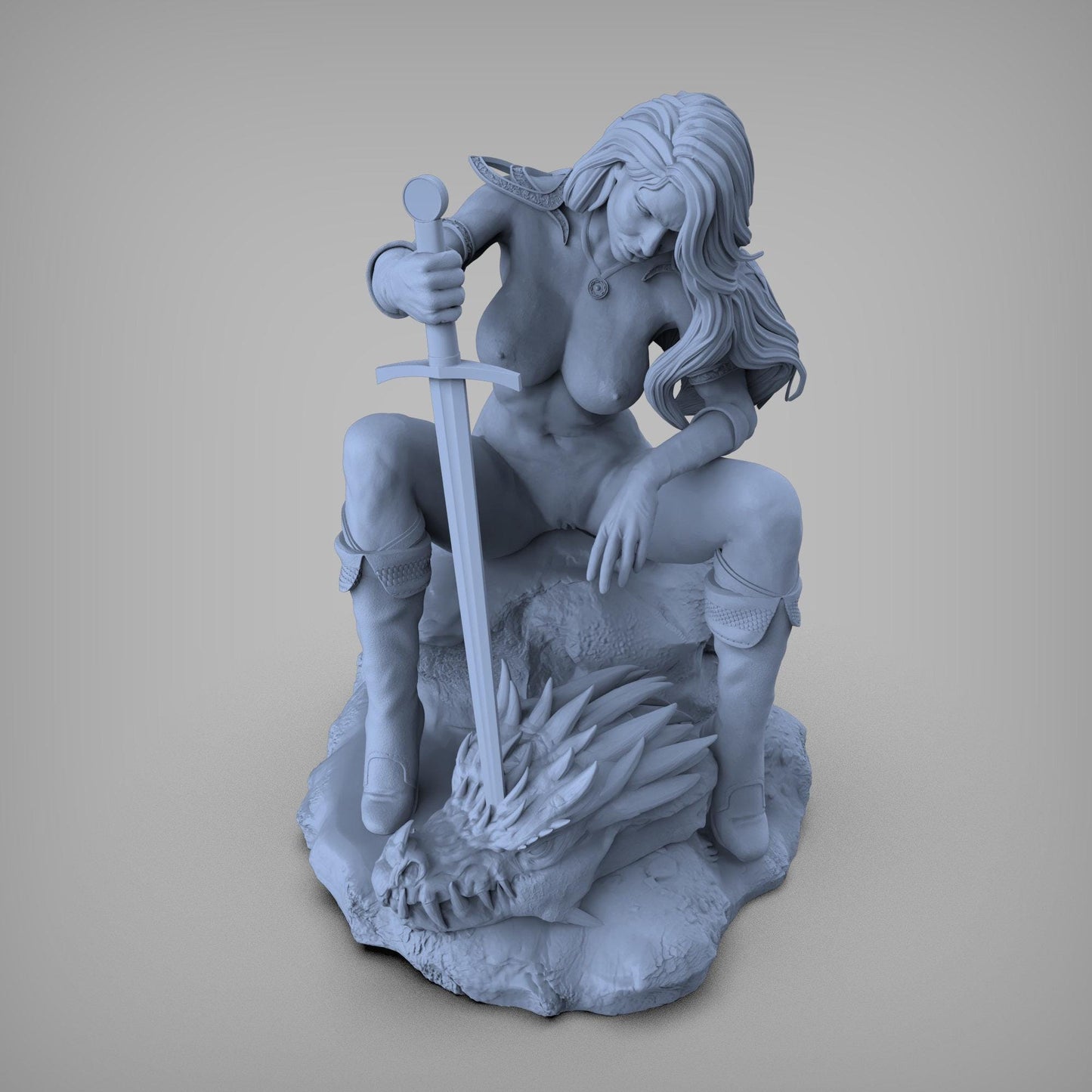 Red Sonya 3D Printed Collectible Statue - Dynamic Fantasy Warrior Figure with NSFW Option