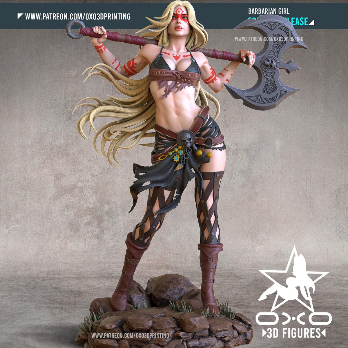 Barbarian Waifu NSFW 3D Printed Statue – Mature Fantasy Warrior Resin Collectible, Made to Order for Adult Collectors