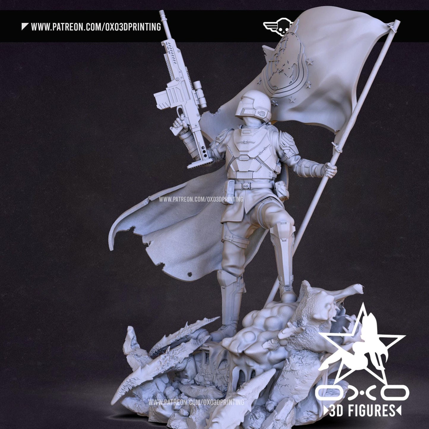 HellDiver 3D Printed Statue: Elite Soldier Collectible for Gaming Enthusiasts