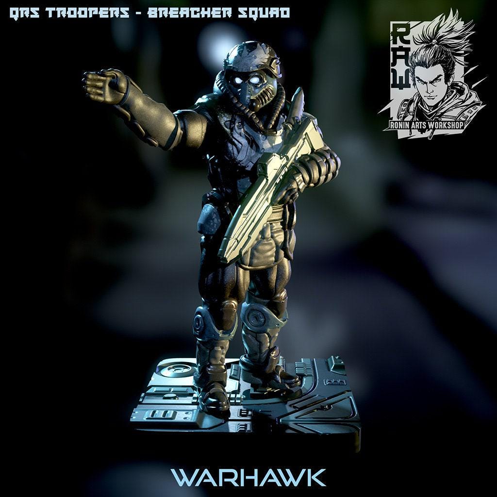 Breacher Squad Gamma, 35 mm, 54 mm, 3D Printed miniature, cyberpunk model, cyberpunk 3d model