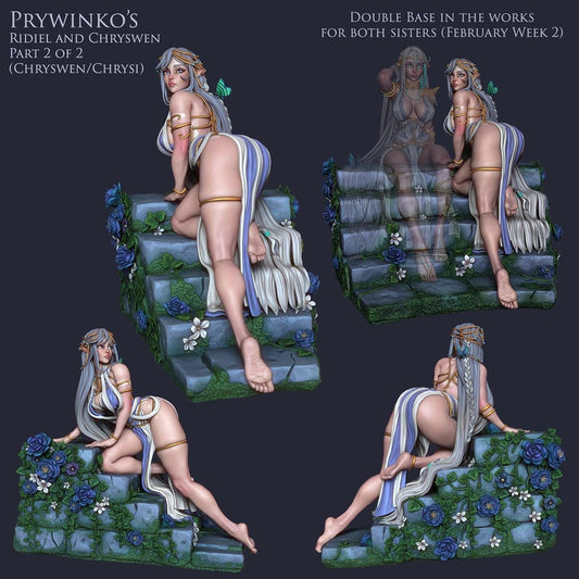 Rydia and Chrysi NSFW 3D Printed Statue – Mature Twin Pin-Up Set Resin Collectible, Made to Order for Adult Collectors