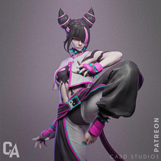 Juri Street Fighter 3D Printed Fanart Figure: Premium Collectible Statue with Optional NSFW Variant