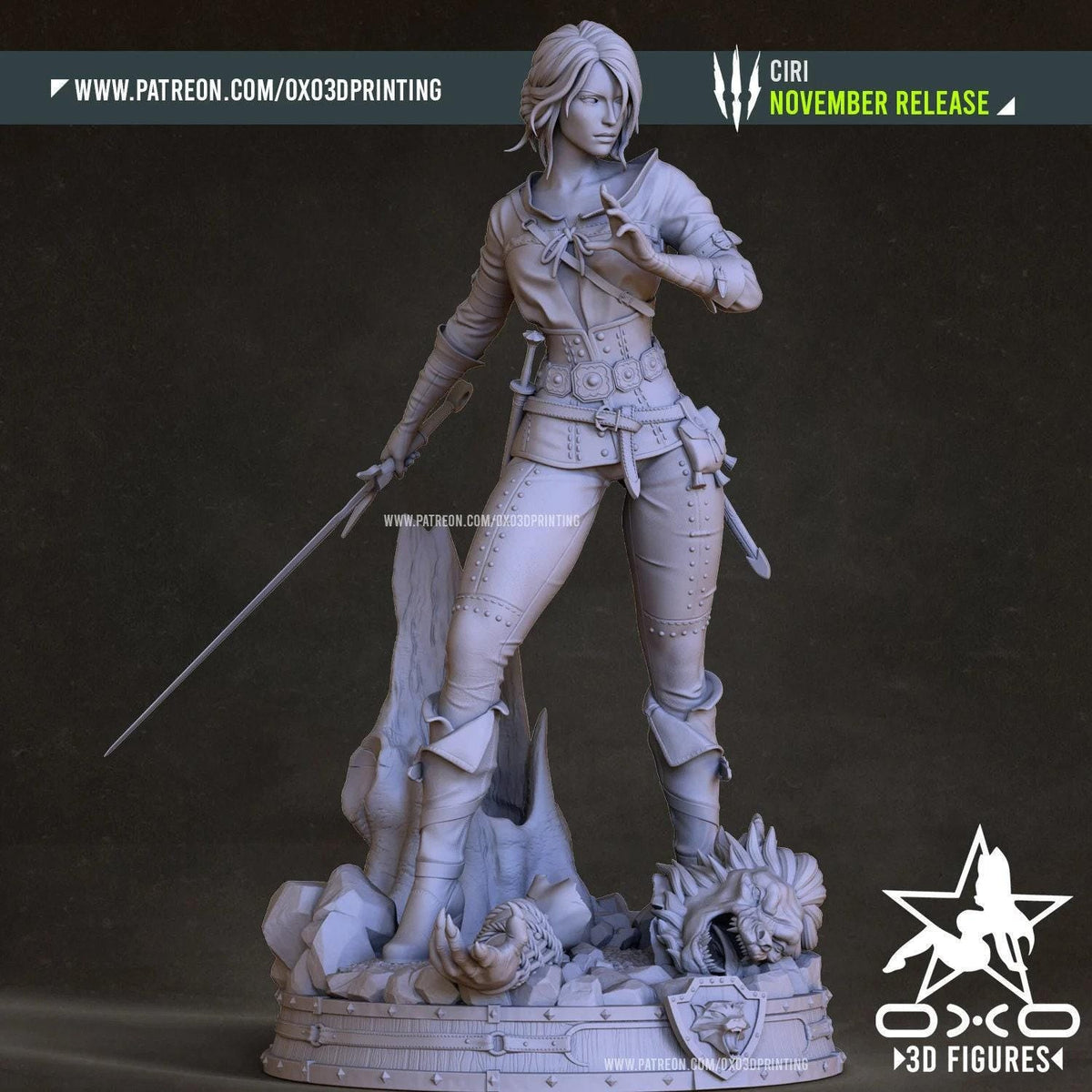 Ciri Witcher NSFW 3D Printed Statue – Mature Ashen-Haired Warrior Resin Collectible, Made to Order for Adult Collectors