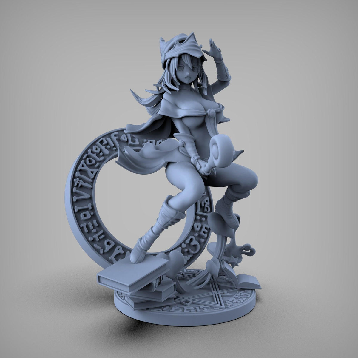 Dark Magician Girl NSFW 3D Printed Statue – Mature Crescent Moon Resin Collectible, Made to Order for Adult Collectors