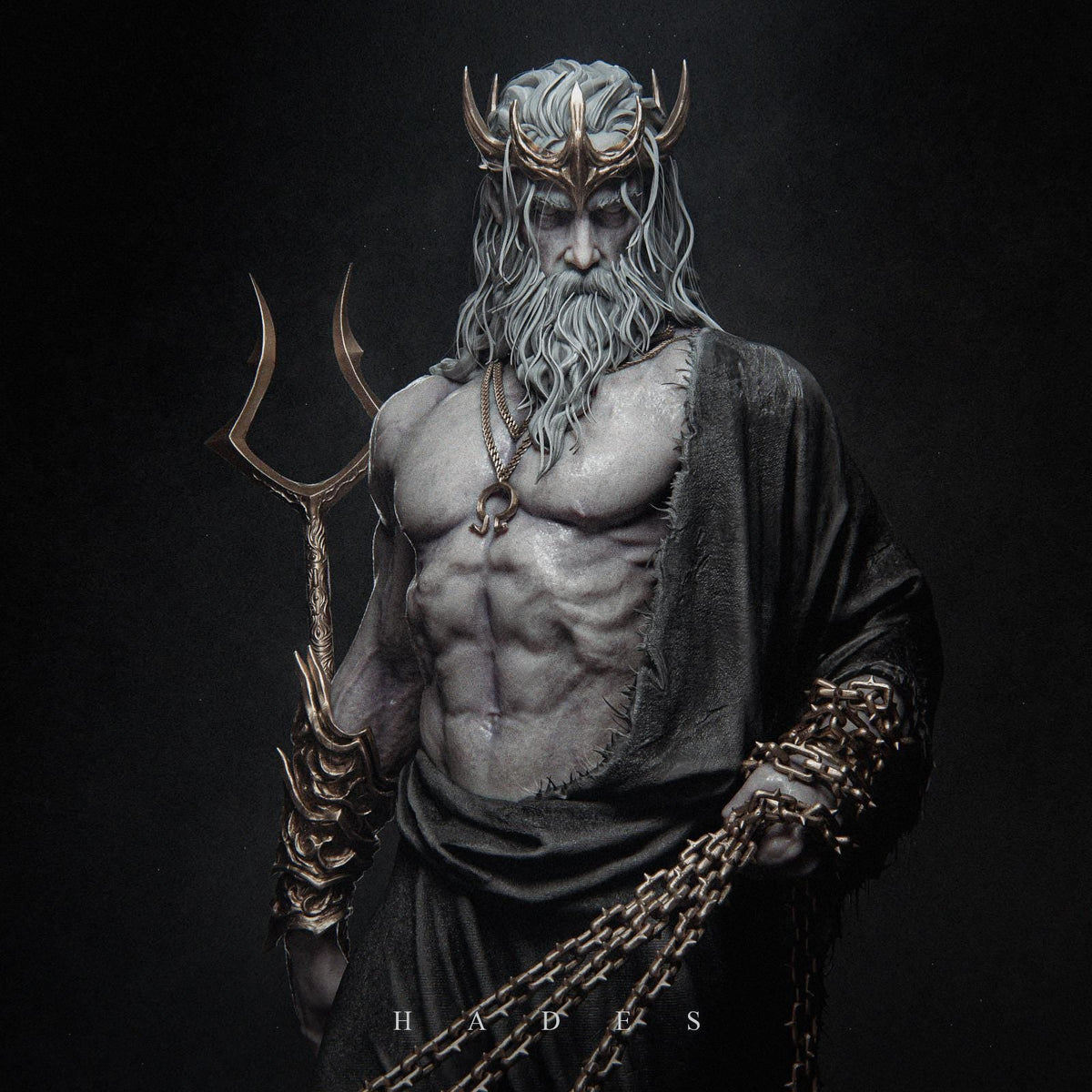 a statue of a man with a horned head and beard