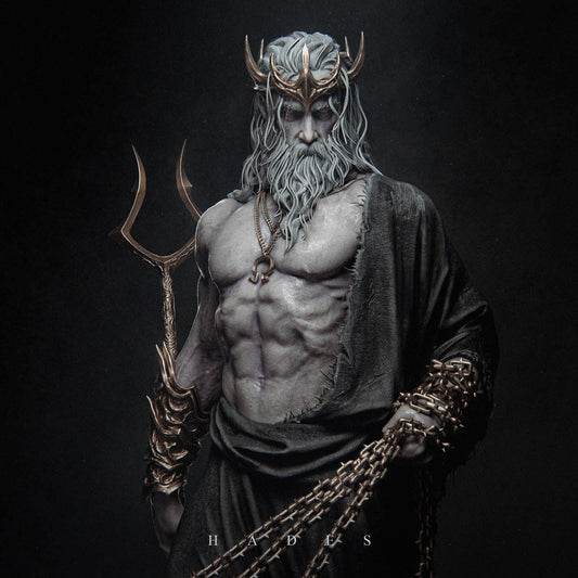 a statue of a man with a horned head and beard