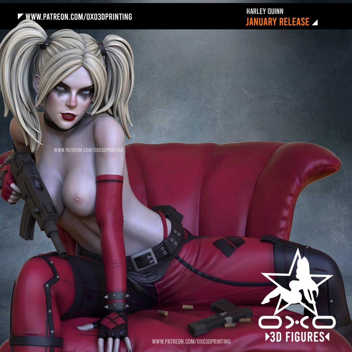 Harley Quinn 3D Print Statue Figure: Exquisite NSFW DC Collectible – Premium Adult Anti-Hero for Fans
