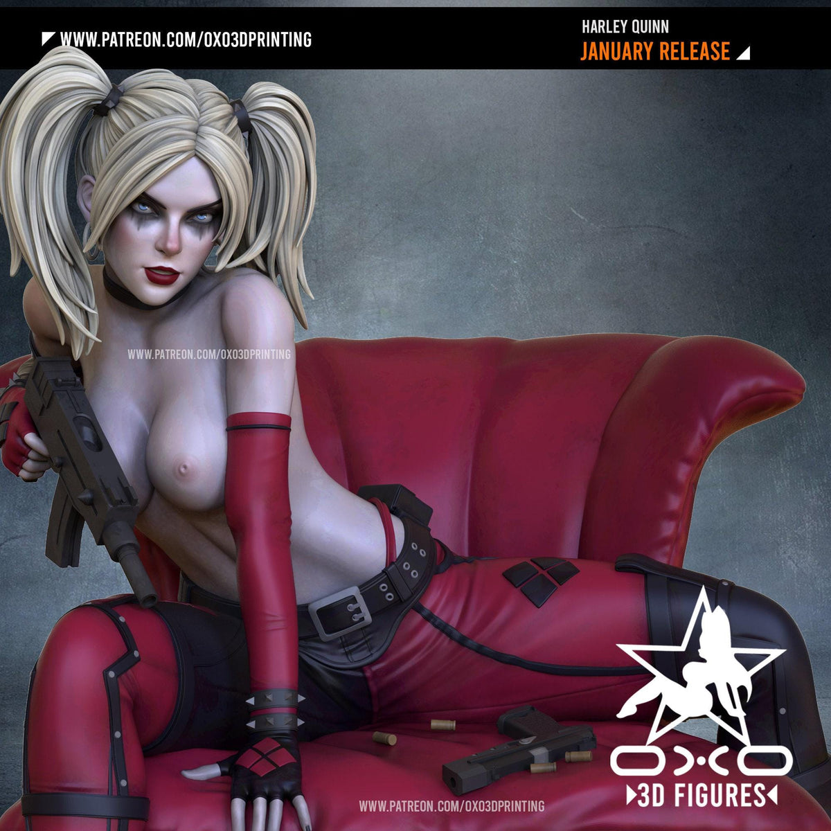Harley Quinn NSFW 3D Printed Statue – Mature DC Anti-Hero Resin Collectible, Made to Order for Adult Collectors & Fans