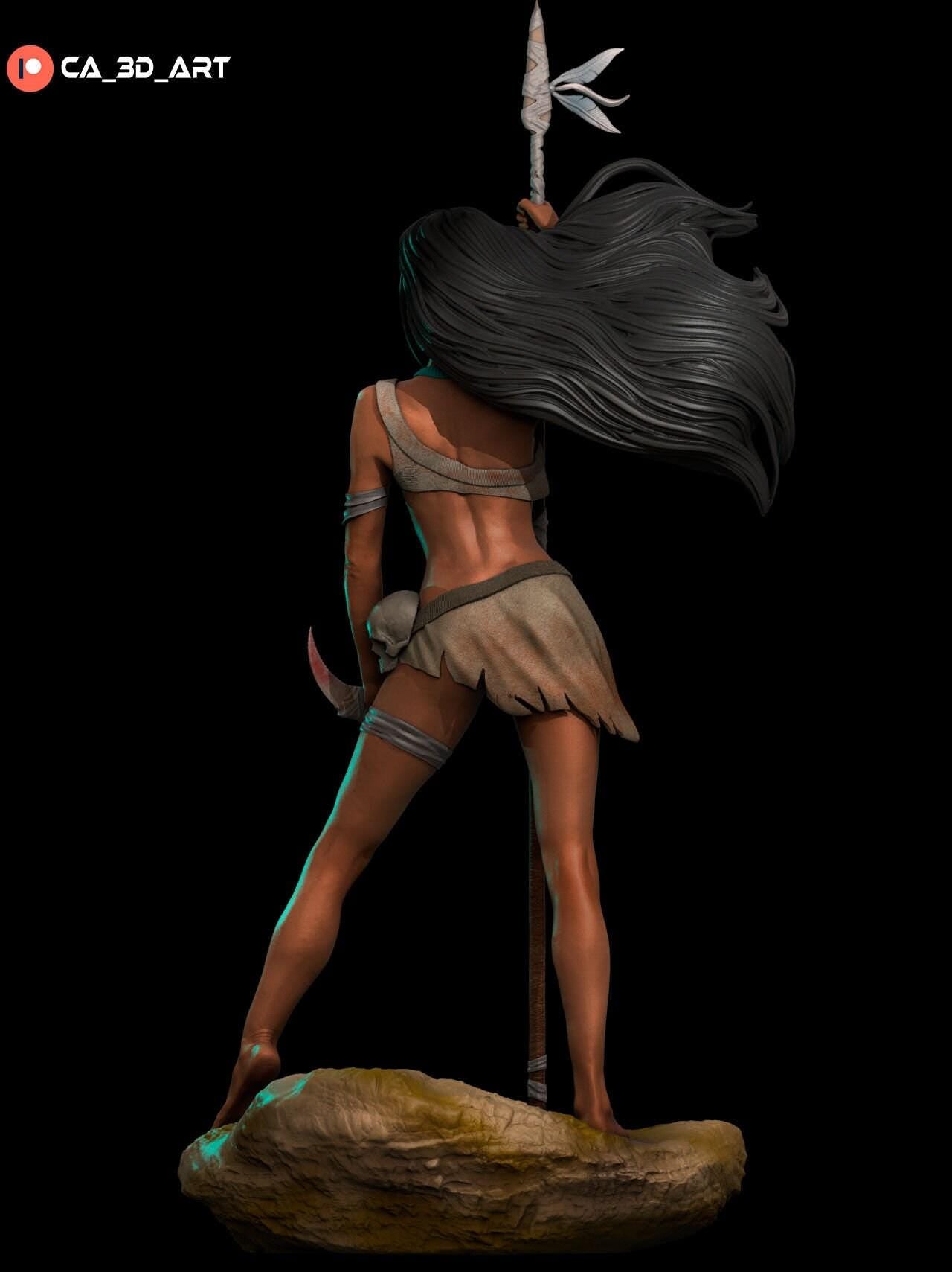 Inspired by legends, this Painted Tribal Warrior Princess is a stunning 3D printed collectible statue for discerning collectors.