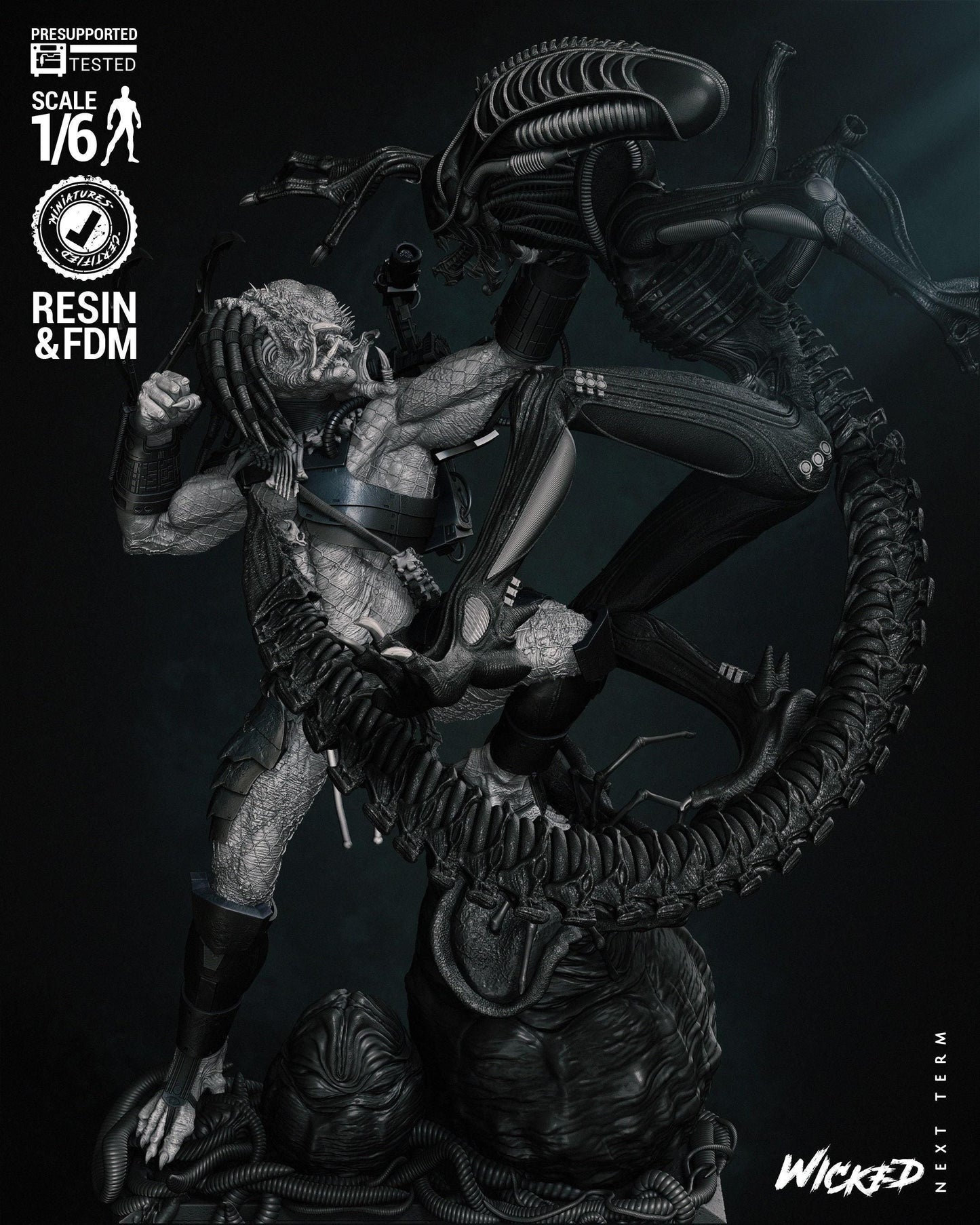 Alien vs Predator 3d print Collectible Miniature statue figure gift idea for man woman painter painted scale 1\12