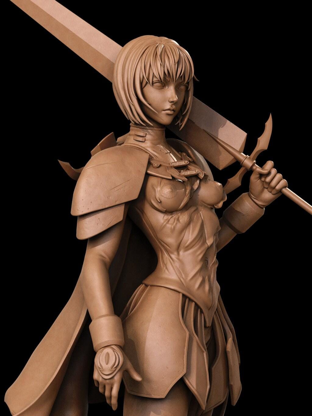 Clare NSFW 3D Printed Statue – Mature Silver-Eyed Warrior Resin Collectible, Made to Order for Adult Collectors & Fans